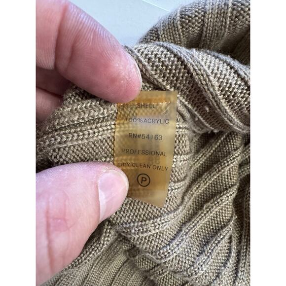 Calvin Klein Women’s Cowl Neck Flutter Sleeve Tan Ribbed Sweater Dress Size P/S - Picture 4 of 6